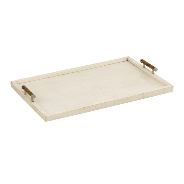 Atlas Elia Tray - Bone Decorative Serving Tray with Elegant Handles for Stylish Home Organization & Display AC11696-01