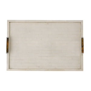 Atlas Elia Tray - Bone Decorative Serving Tray with Elegant Handles for Stylish Home Organization & Display AC11696-01
