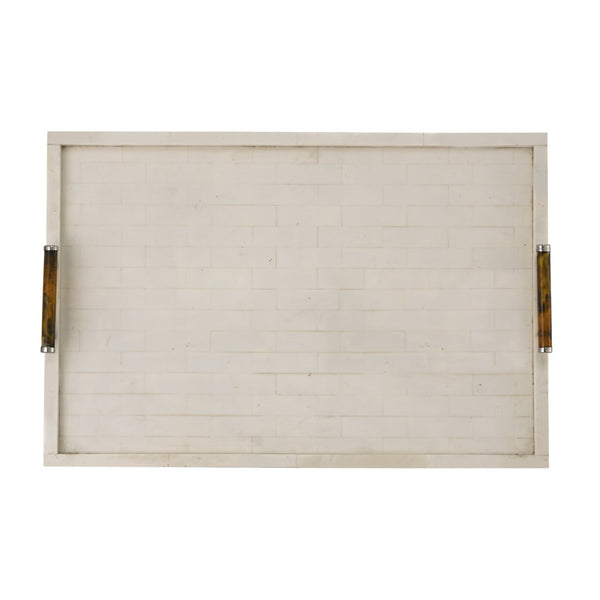 Atlas Elia Tray - Bone Decorative Serving Tray with Elegant Handles for Stylish Home Organization & Display AC11696-01