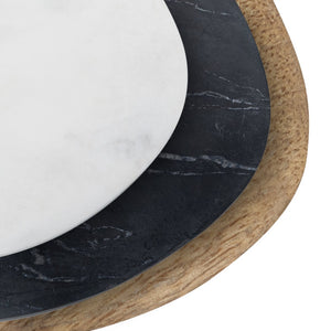 Atlas Cairn Decorative Object Set of 3 - Unique Marble and Wood Table Accents for Stylish Home Decor AC11700-01S