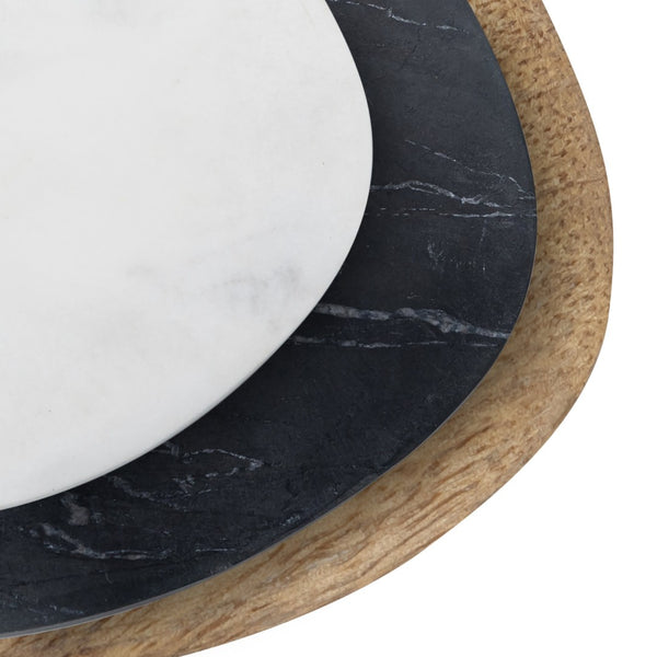 Atlas Cairn Decorative Object Set of 3 - Unique Marble and Wood Table Accents for Stylish Home Decor AC11700-01S