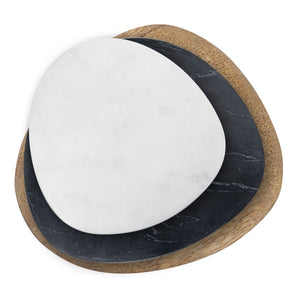 Atlas Cairn Decorative Object Set of 3 - Unique Marble and Wood Table Accents for Stylish Home Decor AC11700-01S