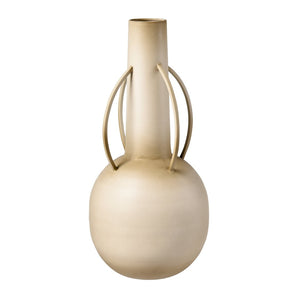 Atlas Delia Bottle II - Elegant Burnt Ivory Metal Vase with Curved Handles for Timeless Home Décor Accent AC11702-01