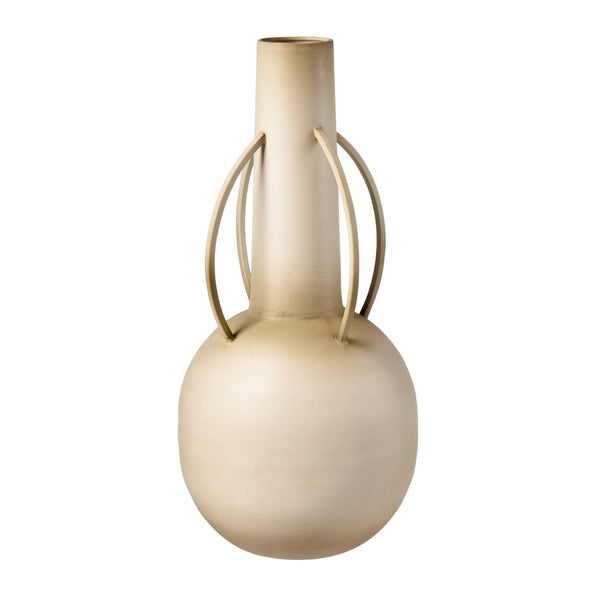 Atlas Delia Bottle II - Elegant Burnt Ivory Metal Vase with Curved Handles for Timeless Home Décor Accent AC11702-01