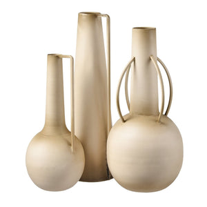 Atlas Delia Bottle II - Elegant Burnt Ivory Metal Vase with Curved Handles for Timeless Home Décor Accent AC11702-01