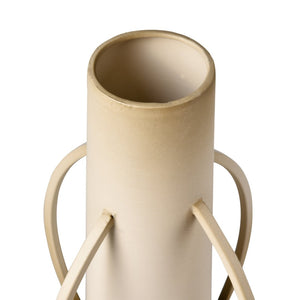 Atlas Delia Bottle II - Elegant Burnt Ivory Metal Vase with Curved Handles for Timeless Home Décor Accent AC11702-01
