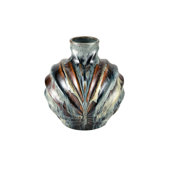 Atlas Kelly Vase - Medium Decorative Accent with Coastal Tones, Unique Glaze, and Textured Design AC11705-01