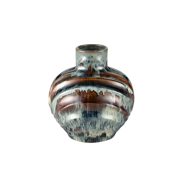 Atlas Kelly Vase - Medium Decorative Accent with Coastal Tones, Unique Glaze, and Textured Design AC11705-01