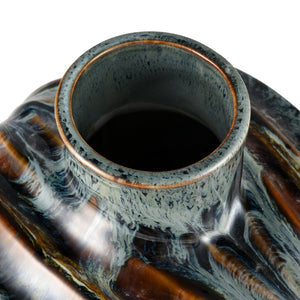 Atlas Kelly Vase - Medium Decorative Accent with Coastal Tones, Unique Glaze, and Textured Design AC11705-01