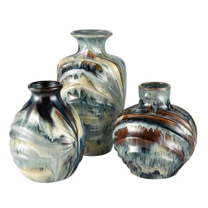 Atlas Kelly Vase - Medium Decorative Accent with Coastal Tones, Unique Glaze, and Textured Design AC11705-01