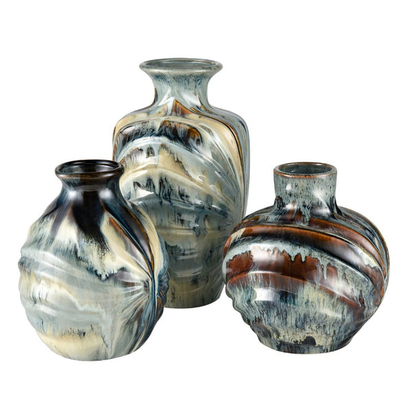 Atlas Kelly Vase - Medium Decorative Accent with Coastal Tones, Unique Glaze, and Textured Design AC11705-01
