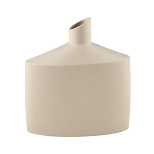 Atlas Ralls Vase - Sculptural Matte Beige Earthenware for Modern Décor & Contemporary Interiors, 8.5" Tall AC11706-01