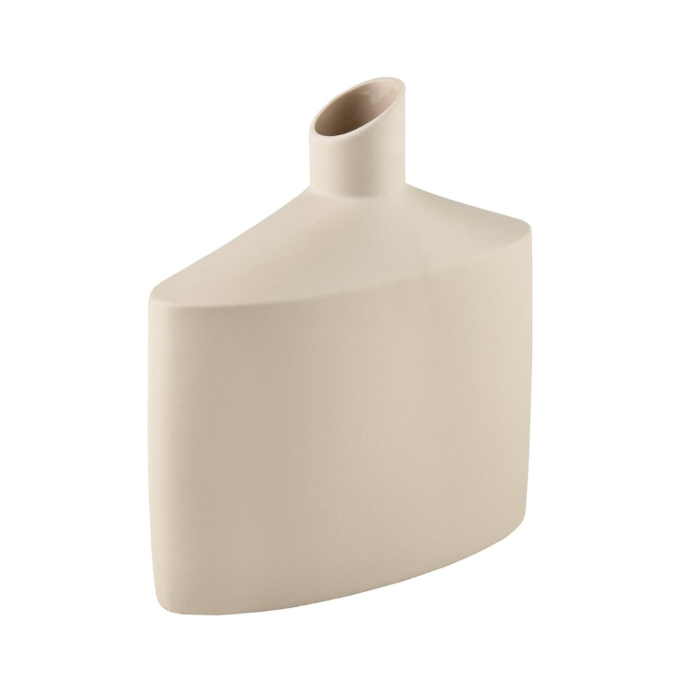 Atlas Ralls Vase - Sculptural Matte Beige Earthenware for Modern Décor & Contemporary Interiors, 8.5" Tall AC11706-01