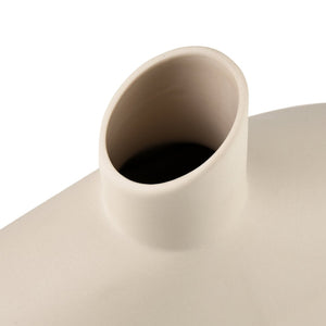 Atlas Ralls Vase - Sculptural Matte Beige Earthenware for Modern Décor & Contemporary Interiors, 8.5" Tall AC11706-01
