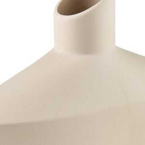 Atlas Ralls Vase - Sculptural Matte Beige Earthenware for Modern Décor & Contemporary Interiors, 8.5" Tall AC11706-01