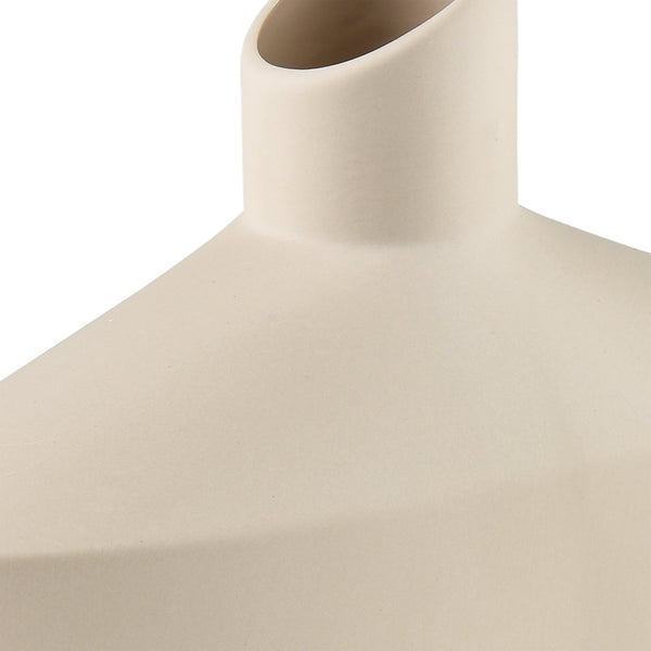 Atlas Ralls Vase - Sculptural Matte Beige Earthenware for Modern Décor & Contemporary Interiors, 8.5" Tall AC11706-01