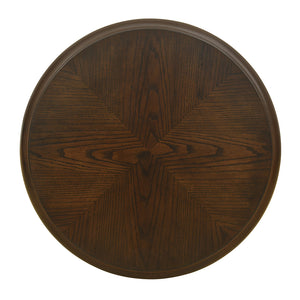 JLA Home Martha Stewart - Round End Table Morocco Brown with Carved Turned Legs, Fixed Shelf & Adjustable Levelers for Stable Elegance MT120-1213