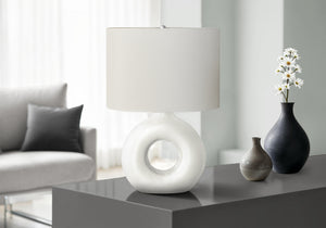 English Elm Lighting, Sculptural Donut Ceramic Base Table Lamp with Oval Ivory Shade Modern Decor B2710P461822