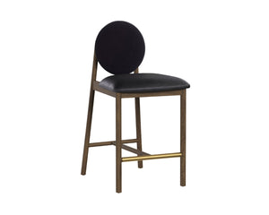 Sunpan ORABELL Counter Stool - Elegant Mid-Century Design with Soft Abbington Black Fabric & Bravo Faux Leather 112850