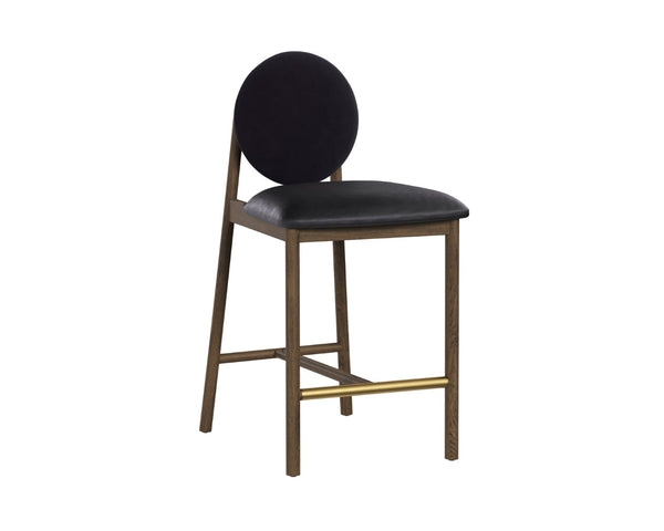 Sunpan ORABELL Counter Stool - Elegant Mid-Century Design with Soft Abbington Black Fabric & Bravo Faux Leather 112850