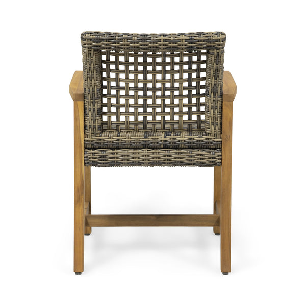 English Elm Christopher Knight Home® - HAMPTON Acacia Wood Dining Chair Pair with Handwoven Wicker Seats and Durable Velvet Finish Natural Stained 60400.00