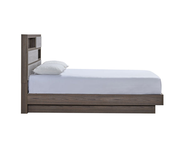 English Elm Aberdeen King Panel Bed Tall Headboard Gray Oak Finish Contemporary Bedroom Frame B078S00713