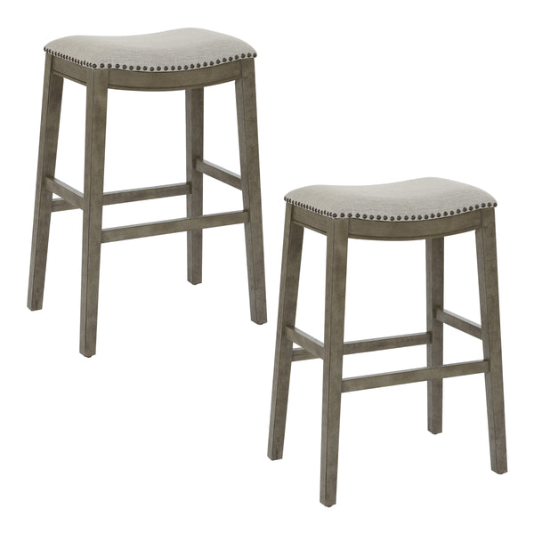 OSP Home Furnishings Saddle Stool 30" - Set of 2 Grey / Antique Grey