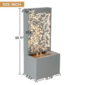 English Elm 30.71"h Gray Metal Leaf Panel Outdoor Wall Fountain with Led Backlit Cascade Spouts N765P355061G