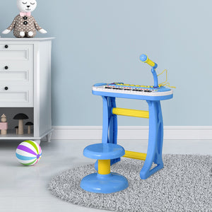 English Elm Qaba Kids 31 Key Electronic Piano with Microphone Stool Flashing Lights and Songs W2225P229229