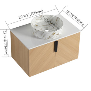 English Elm 30" Stylish Wall-Mounted Bathroom Vanity With Ceramic Sink, Soft-Close Doors & Modern Design W999S00445