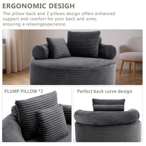 English Elm Round Sectional Sleeper Sofa Memory Foam Cloud Couch for Contemporary Living Spaces W3224P444274