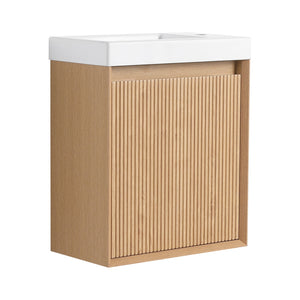 English Elm 18.5" Wall-Mounted Bathroom Vanity With Resin Sink & Soft-Close Door For Smart Space-Saving Design W1972P362127