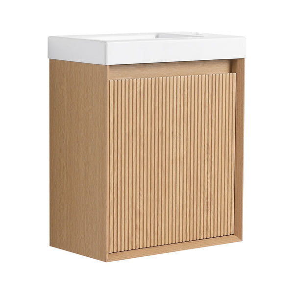English Elm 18.5" Wall-Mounted Bathroom Vanity With Resin Sink & Soft-Close Door For Smart Space-Saving Design W1972P362127