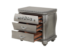 English Elm Destiny 3-Drawer Nightstand in Silver Finish — Elegant Solid & Manufactured Wood Bedside Storage, Spacious B009P234701