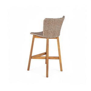 English Elm Christopher Knight Home® - Lymington Outdoor Bar Stool Set of 2 — Durable Acacia & Wicker Craft, Ergonomic 105° Backrest Comfort Light Brown,Teak N775P278094B