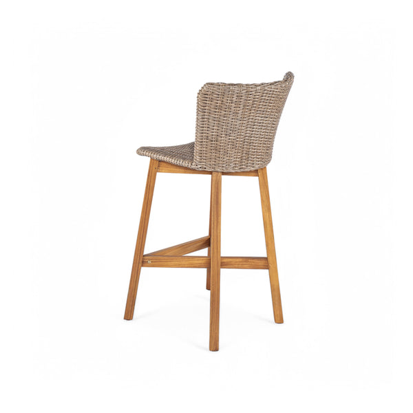 English Elm Christopher Knight Home® - Lymington Outdoor Bar Stool Set of 2 — Durable Acacia & Wicker Craft, Ergonomic 105° Backrest Comfort Light Brown,Teak N775P278094B