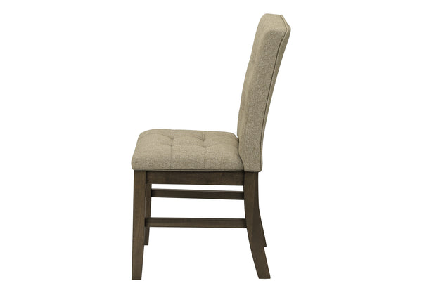English Elm Dining Chair Set of 2 Tufted Brown Fabric Grey Wood Frame Transitional Seating B2710P461769