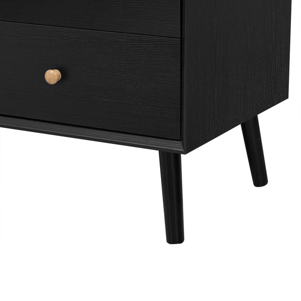 English Elm 70" Mid Century TV Stand with Rattan Doors, 2 Soft-Close Drawers & Open Shelves, Textured Woodgrain Finish, Durable MDF Frame and Solid Wood Legs for Living Room Entertainment (Fits TVs up to 80") N710P295759B