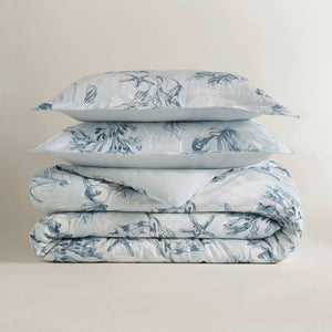 English Elm 3-piece Botanical Cotton Sateen Duvet Set with 300tc Earthy Print and Shell Buttons B035P408293