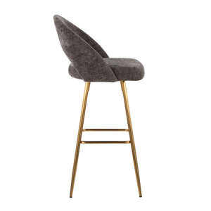 English Elm Fixed-height Metal Frame Barstools with Upholstered Seats and Geometric Footrest Set of 2 Gold,Grey B202S01935