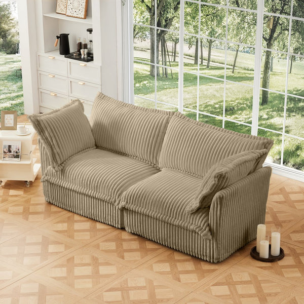 English Elm Modern Slipcovered 2-Seat Sofa Couch - Comfy Corduroy, Removable Covers, Ideal For Small Spaces! W3041S00064