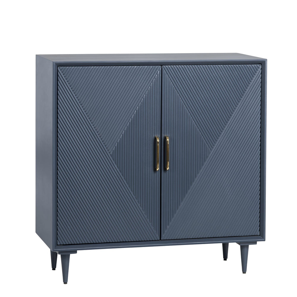 Crestview Collection Two-door Cabinet - Modern Blue Elegance With Geometric Design, Brass Handles & Easy Assembly Storage Blue Solid Wood Cvfvr8320