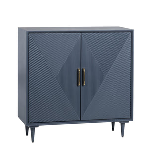 Crestview Collection Two-door Cabinet - Modern Blue Elegance With Geometric Design, Brass Handles & Easy Assembly Storage Blue Solid Wood Cvfvr8320