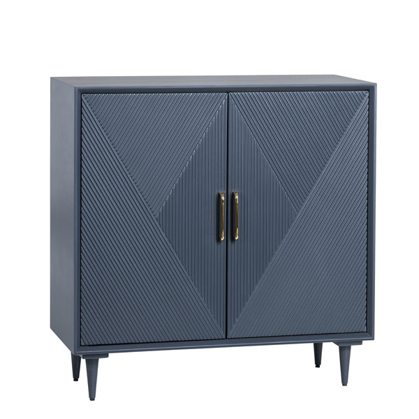 Crestview Collection Two-door Cabinet - Modern Blue Elegance With Geometric Design, Brass Handles & Easy Assembly Storage Blue Solid Wood Cvfvr8320