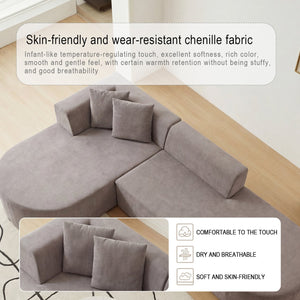 English Elm L-shaped Corduroy Sectional with Movable Ottoman Deep Foam Seats for Living Room W3670S00008
