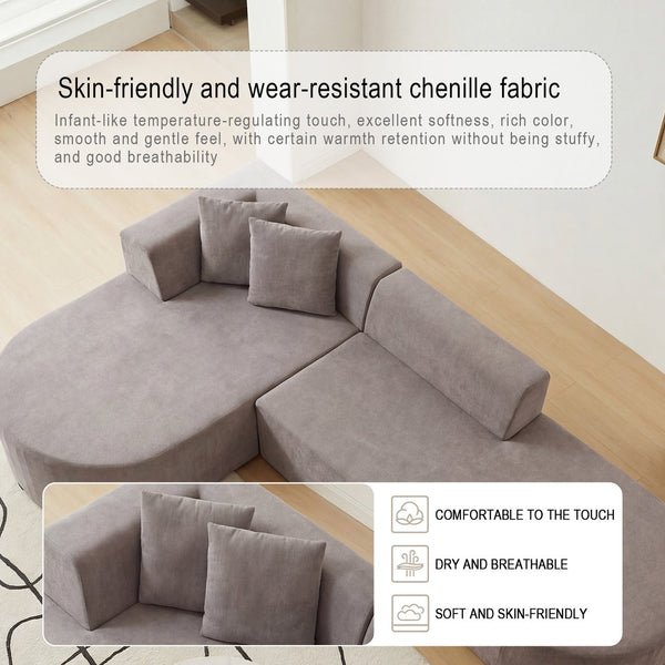 English Elm L-shaped Corduroy Sectional with Movable Ottoman Deep Foam Seats for Living Room W3670S00008