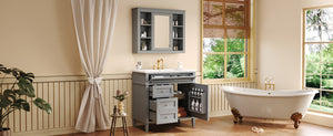 English Elm 36'' Modern Bathroom Vanity Set With Mirror, 2 Soft-Close Drawers, & 6 Open Shelves For Storage N710S236006E