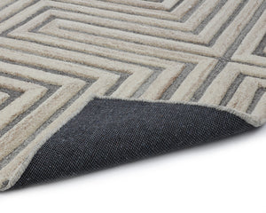 Sunpan Oslow Hand-Tufted Rug - Artisan-Crafted Wool with Unique Maze Pattern in Elegant Beige and Grey Hues 10' X 14'