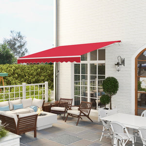 English Elm Outsunny 12' X 10' Retractable Patio Awning With Crank Handle - Uv & Water-Resistant Shade For Decks W2225P217467-GIGA