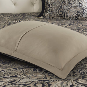 English Elm 12 Madison Park Aubrey 12-Piece Queen Comforter Set Paisley Jacquard with 200TC Cotton Sheets, Gold Accents Black 18.9 L x 24.02 W x 15.35 H B035128819